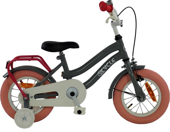 2Cycle Pretty - Kinderfiets - 12 inch - Grijs-Roze - Meisjesfiets | bol.com