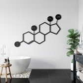 Wanddecoratie | Testosteron Molecuul / Testosterone Molecule| Metal - Wall Art | Muurdecoratie | Woonkamer | Buiten Decor |Zwart| 60x42cm