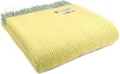 Plaid Visgraat Geel en Groen (Lemon and Ocean) - 150x183 - Nieuw Wol - Tweedmill UK