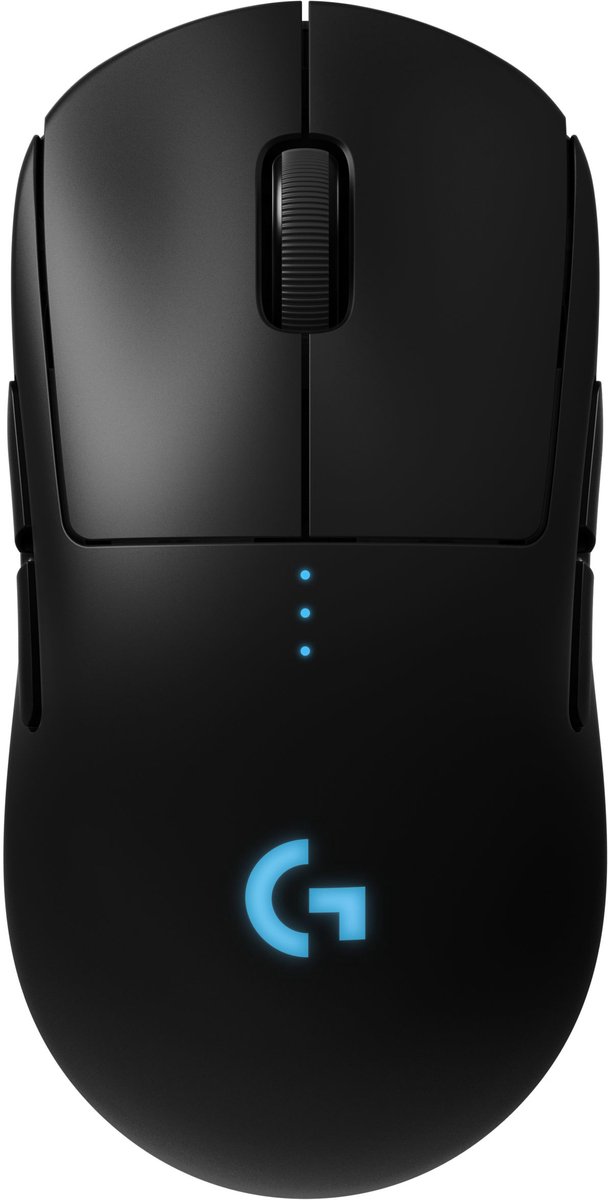 Logitech Gaming G Pro Draadloze gaming-muis Radiografisch Optisch Zwart 6 Toetsen 16000 dpi Verlicht Verwisselbaar zijpaneel Afneembare kabel
