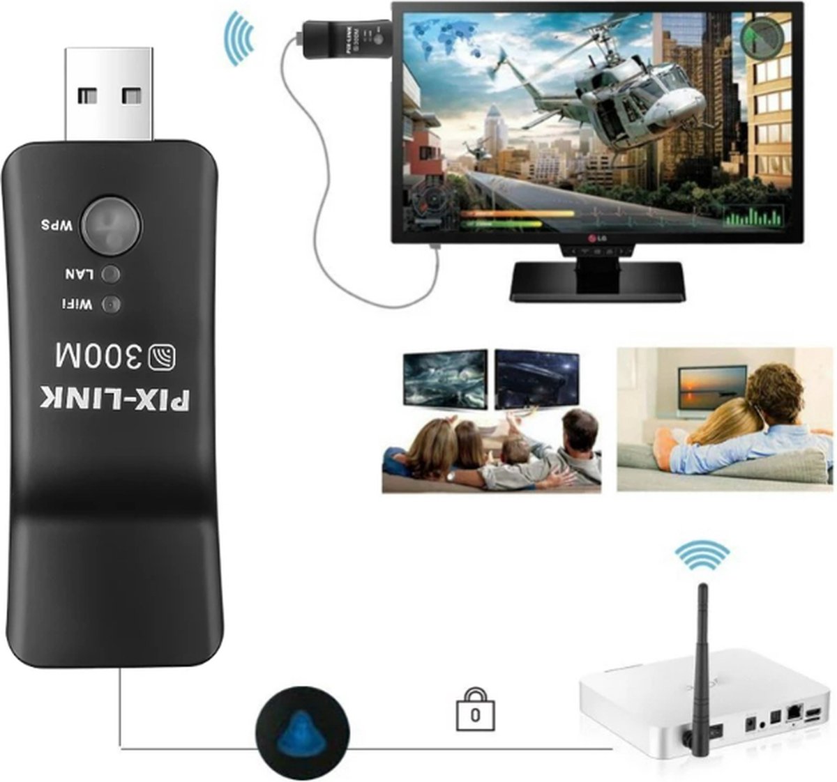 Universele Draadloze Tv Netwerk Wifi Adapter Wps 300Mbps Wifi Repeater