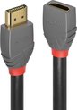 LINDY 36476 HDMI-kabel HDMI Verlengkabel HDMI-A-stekker, HDMI-A-bus 1.00 m Antraciet, Zwart, Rood Vergulde steekcontact
