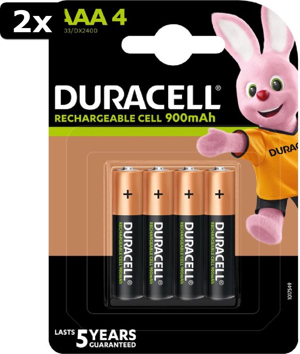 2x Duracell Rechargeable AAA 900mAh batterijen - 4 stuks