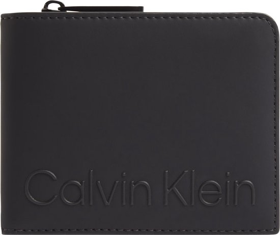Calvin Klein - Rubberized bifold half za portemonnee - RFID - heren - black