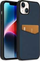 iPhone 14 Plus Hoesje Met Pasjeshouder - Accezz Premium Leather Card Slot Backcover - Donkerblauw