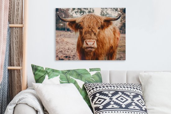 Tableau sur toile - Highlander - Animaux - Vache - Peintures salon - Décoration chambre - Toile toile - 40x30 cm
