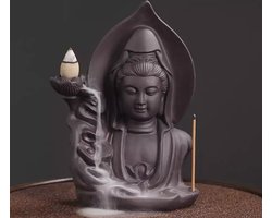 Kwan Yin Boeddha Guanyin Quan Yin wierookhouder wierook waterval backflow keramiek 16cm
