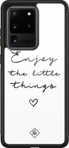 Casimoda® hoesje - Geschikt voor Samsung Galaxy S20 Ultra - Enjoy Life - Luxe Hard Case Zwart - Backcover telefoonhoesje - Zwart