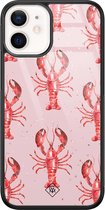 Casimoda® hoesje - Geschikt voor iPhone 12 Mini - Lobster All The Way - Luxe Hard Case Zwart - Backcover telefoonhoesje - Roze