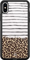 Casimoda® hoesje - Geschikt voor iPhone Xs Max - Luipaard strepen - Luxe Hard Case Zwart - Backcover telefoonhoesje - Multi