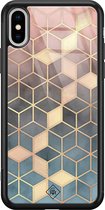 Casimoda® hoesje - Geschikt voor iPhone Xs Max - Cubes Art - Luxe Hard Case Zwart - Backcover telefoonhoesje - Multi