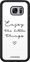 Casimoda® hoesje - Geschikt voor Samsung Galaxy S7 - Enjoy Life - Zwart TPU Backcover - Tekst - Wit