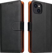 Mobiq - Lederen Wallet Hoesje iPhone 14 - zwart