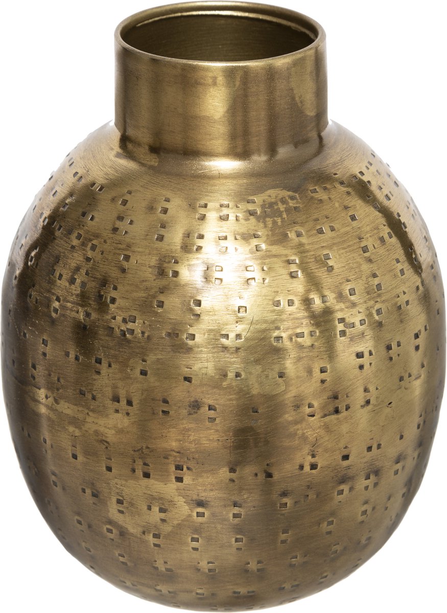 Atmosphera Metalen vaas - Goudkleurig - H14 cm - Dia 10 cm Multi