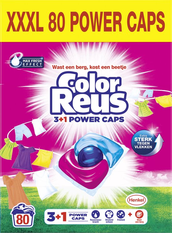 4. Color Reus Power Caps Wascapsules – Wasmiddel Capsules – Voordeelverpakking – 2x40 wasbeurten