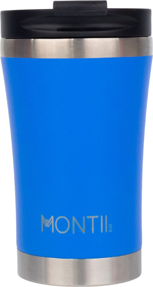 MontiiCo Regular Koffie beker - met deksel - dubbelwandig RVS - 350ml - Blueberry blauw