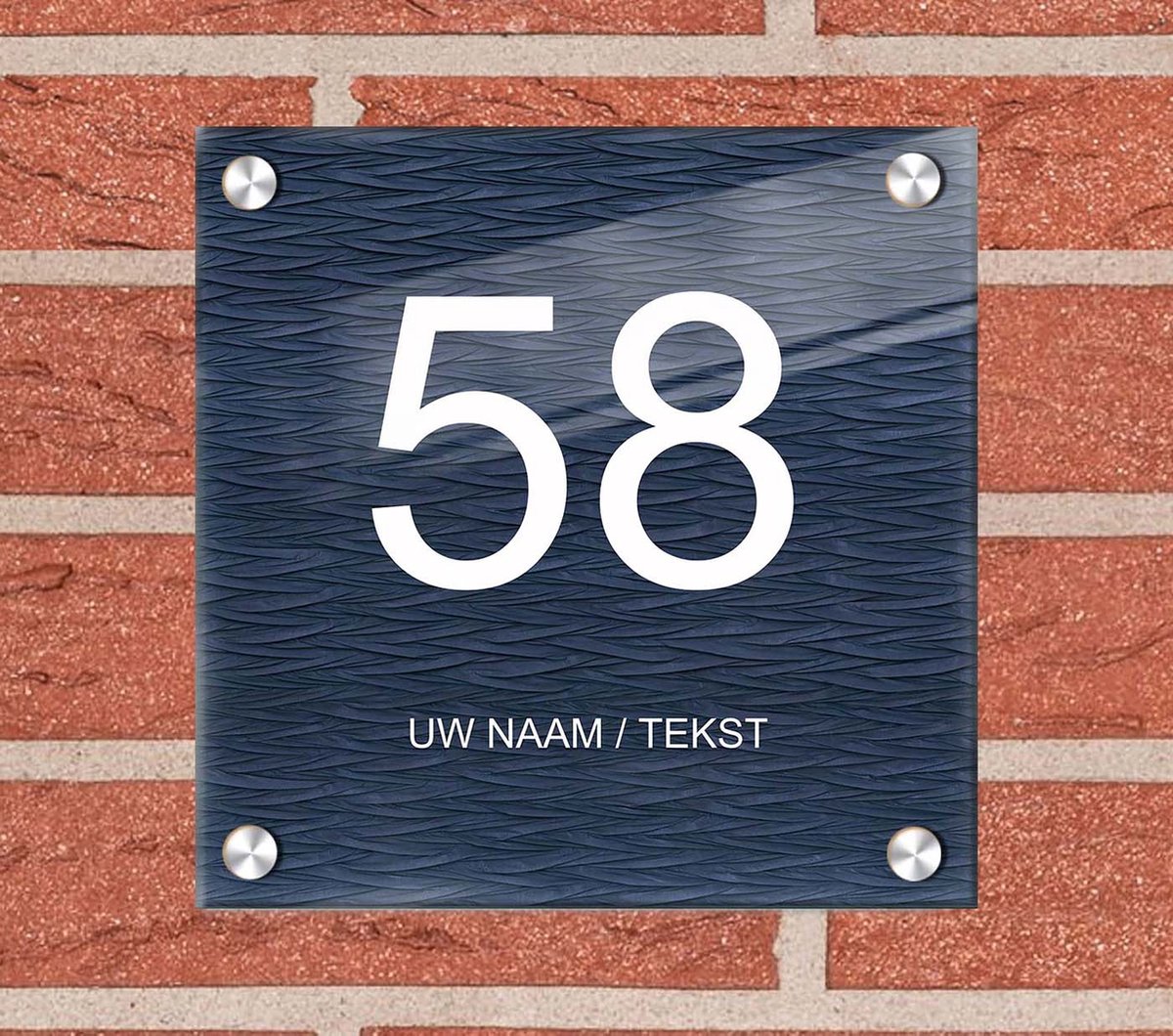 Naambordje voordeur plexiglas 25x25x0,5 cm model 1145 - Huisnummerbordje, naambordjes, naambordje huis, naamplaatjes, huisnummer bord, huisnummer bordje, originele naambordjes voordeur, huisnummerbord met naam, originele huisnummer bord