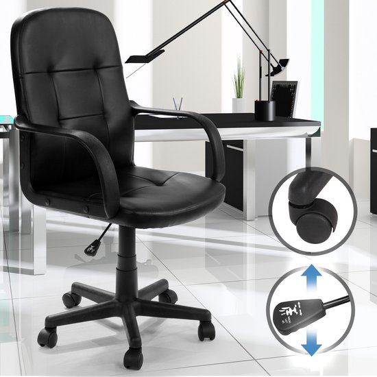 GoodVibes - Bureaustoel Met Armleuning - Verstelbaar - Ergomische Draaistoel - Compturerstoel - Met Wieltjes -