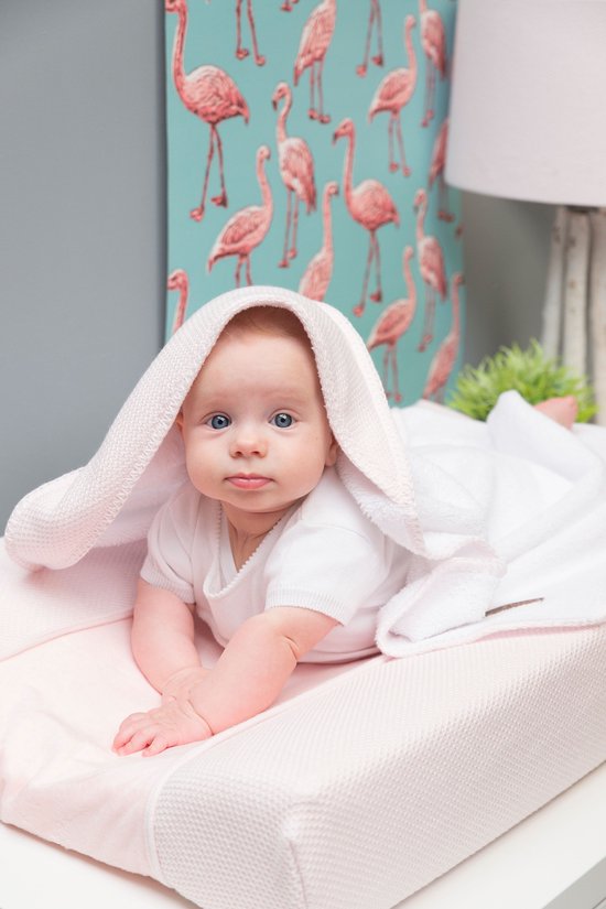 Baby's Only Baby badcape - Omslagdoek - Handdoek met capuchon Classic - Blush - 75x85 cm - Badstof van Baby's Only — afbeelding 3