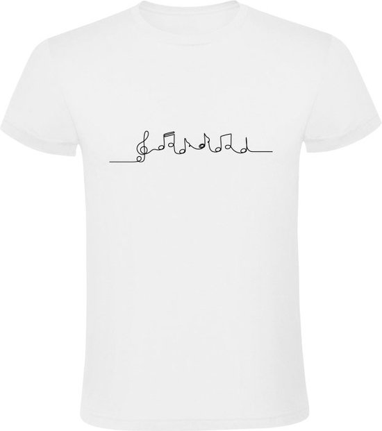Foto: Muzieknoten heren t shirt muziek piano instrumenten zanger dj muziek luisteren wit