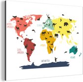 Wereldkaart pour enfants Animaux en aluminium Bêtes 80x60 cm | Carte du monde Décoration murale Aluminium