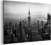 Wanddecoratie Metaal - Aluminium Schilderij Industrieel - New York City zwart-wit fotoprint - 180x120 cm - Dibond - Foto op aluminium - Industriële muurdecoratie - Voor de woonkamer/slaapkamer