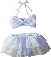Taille 152 Bikini maillot de bain jupe en tulle imprimé pois blanc maillot de bain avec noeud pour bébé et enfant maillot de bain tulle blanc