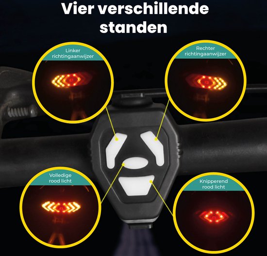 Voltano Fiets Richtingaanwijzer - Knipperlicht - USB - Waterdicht - Fietsverlichting van Voltano — afbeelding 3