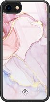 Casimoda® hoesje - Geschikt voor iPhone 8 - Marmer roze paars - Luxe Hard Case Zwart - Backcover telefoonhoesje - Roze