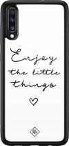 Casimoda® hoesje - Geschikt voor Samsung Galaxy A50 - Enjoy Life - Luxe Hard Case Zwart - Backcover telefoonhoesje - Wit