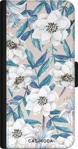 Casimoda® bookcase - Geschikt voor iPhone 11 Pro - Hoesje met pasjeshouder - Bloemen / Floral blauw - Blauw - Kunstleer