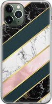 Casimoda® hoesje - Geschikt voor iPhone 11 Pro - Marmer strepen - Siliconen/TPU telefoonhoesje - Backcover - Marmer - Multi