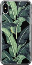 Casimoda® hoesje - Geschikt voor iPhone Xs - Palmbladeren Bali - Siliconen/TPU telefoonhoesje - Backcover - Planten - Blauw
