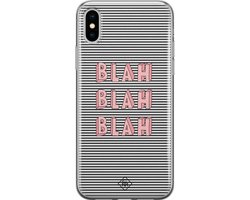 Casimoda® hoesje - Geschikt voor iPhone Xs - Blah Blah Blah - Siliconen/TPU telefoonhoesje - Backcover - Tekst - Multi
