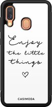 Casimoda® hoesje - Geschikt voor Samsung Galaxy A40 - Enjoy Life - Zwart TPU Backcover - Tekst - Wit