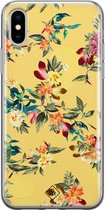 Casimoda® hoesje - Geschikt voor iPhone Xs Max - Floral Days - Siliconen/TPU telefoonhoesje - Backcover - Bloemen - Geel