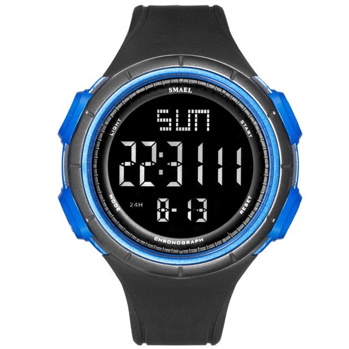 Digitaal Shockbestendig Horloge Blauw | Smael | Waterdicht 5ATM | Glow in dark | Mud Master | Mudmaster | Shock | Licht | Rubberen band | 1618 | Timer | Eyecatcher | Master | kado | Cadeau