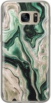 Casimoda® hoesje - Geschikt voor Samsung S7 - Groen marmer / Marble - Backcover - Siliconen/TPU - Groen