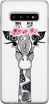 Casimoda® hoesje - Geschikt voor Samsung S10 Plus - Giraffe - Backcover - Siliconen/TPU - Zwart