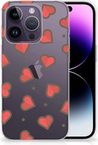 Silicone Hoesje Geschikt voor iPhone 14 Pro Transparant Hoesje Super als Sinterklaas Cadeautje Hearts