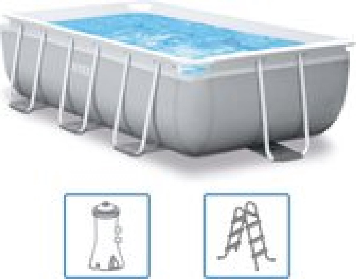 Intex Opzetzwembad - inclusief pomp en trap - Prism Frame - 300X175X80 cm - Grijs