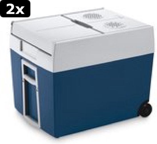 MOBICOOL W48 AC/DC - elektrische Kühlbox mit Rollen passend für eine komplette Getränkekiste / Bierkiste, 48 Liter, 12/230 V, Mini-Kühlschrank für Auto, Lkw und Steckdose, Dunkelblau