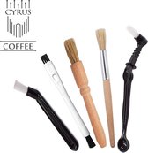 CyrusCoffee - set van 5 borstels voor koffiemachine en bonenmolen - barista tools