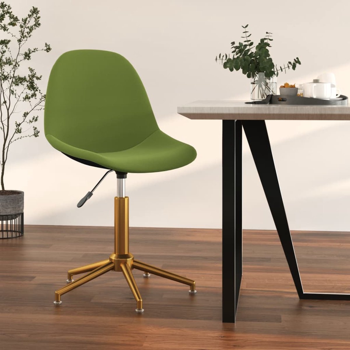 Prolenta Premium - Kantoorstoel draaibaar fluweel lichtgroen