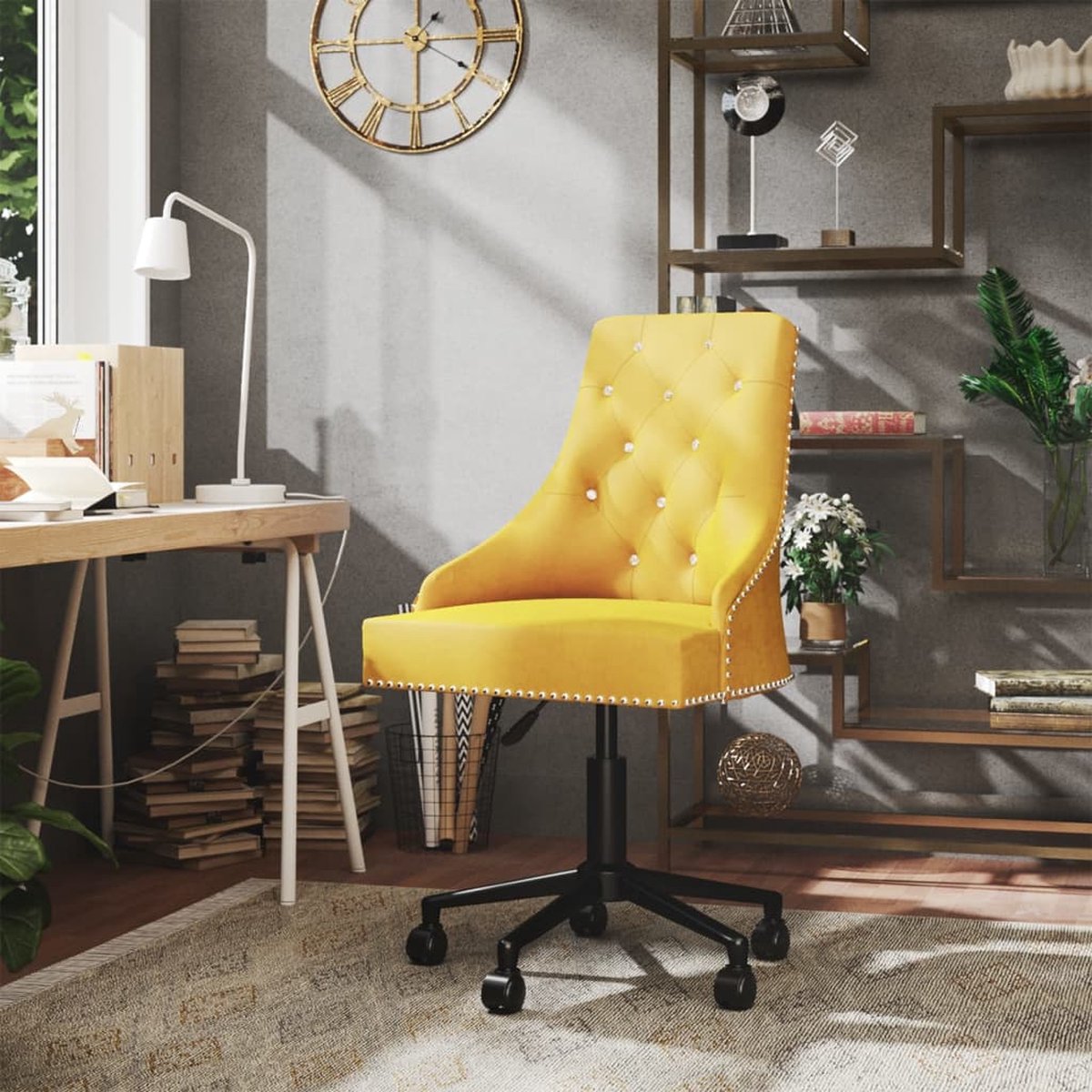 Prolenta Premium - Kantoorstoel draaibaar fluweel geel