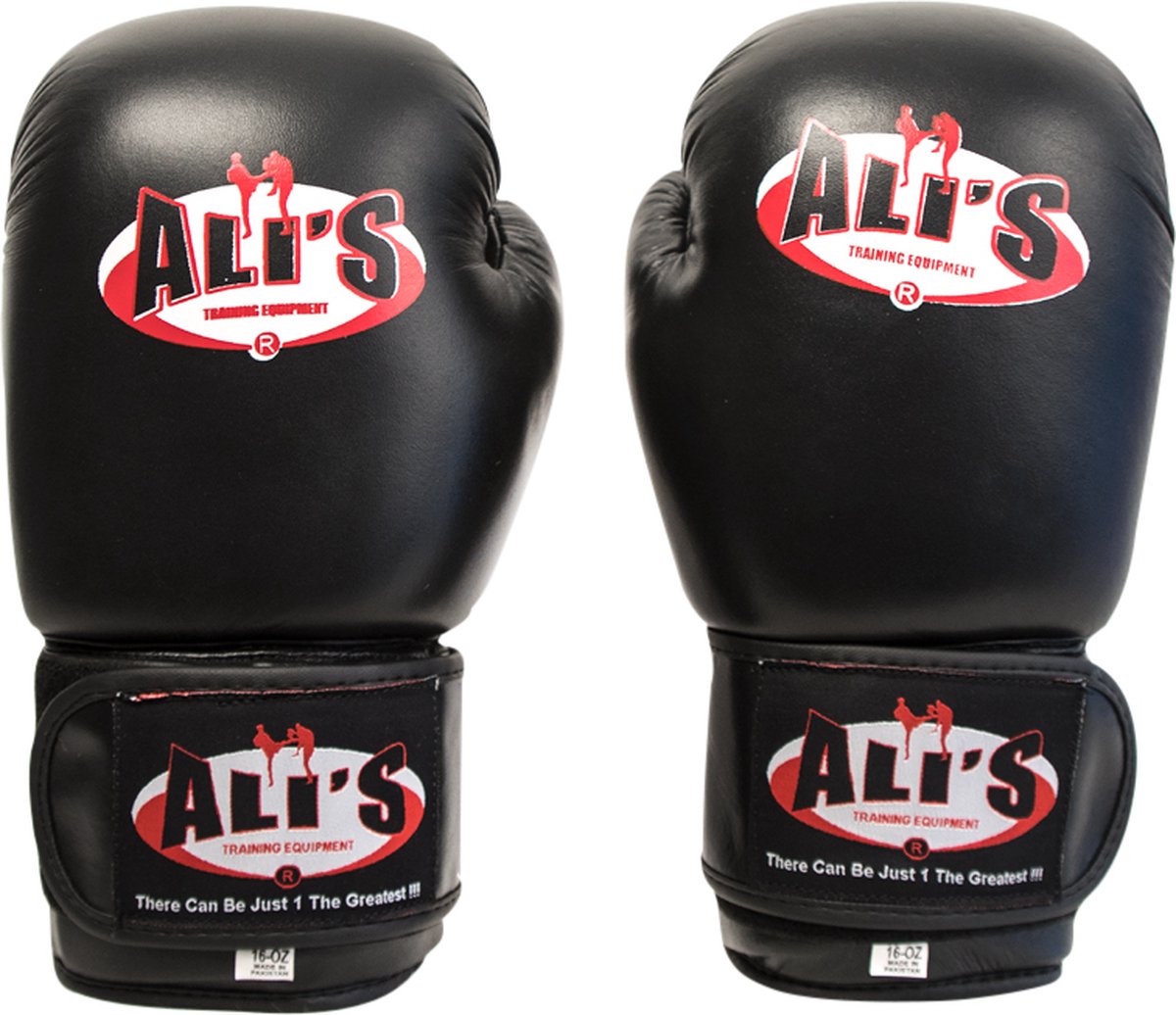 Ali's Fightgear - BG SP - Bokshandschoenen - Zwart - Maat S - 8 Oz - bokshandschoenen kinderen - bokshandschoenen heren - bokshandschoenen dames - kickboks handschoenen - bokshandschoenen 12 oz