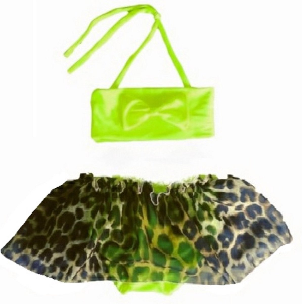 Maat 110 Bikini zwemkleding Fluor Neon dierenprint badkleding voor baby en kind Fel Gele zwem kleding panterprint