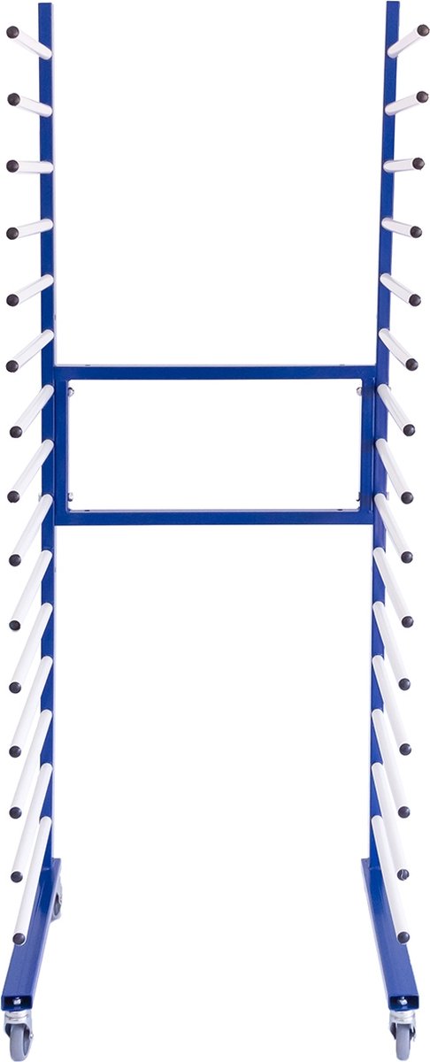 Lakdroogwagen Droogrek Verfdroogrek - Verstelbaar - 15 drooglagen – Zwenkwielen - Blauw - 300 kg gewichtscapiciteit -> 20 kg per laag