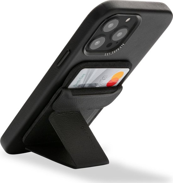 Decoded Card Stand Sleeve Leren Kaarthouder - 3 Pasjes - met MagSafe - Zwart