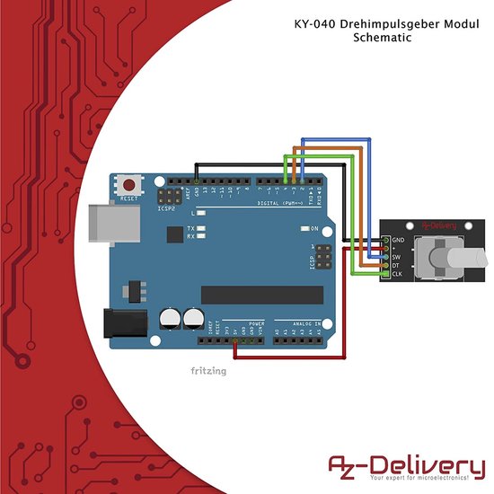 Produktbild von AZDelivery 3x KY-040 Drehgeber Rotary Encoder Modul – Für Arduino, Raspberry Pi, Mit E-Book